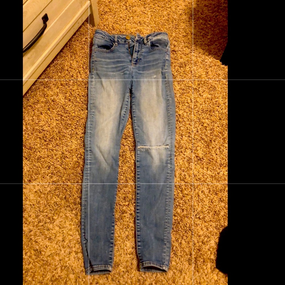 juniors american eagle distressed skinny jeans